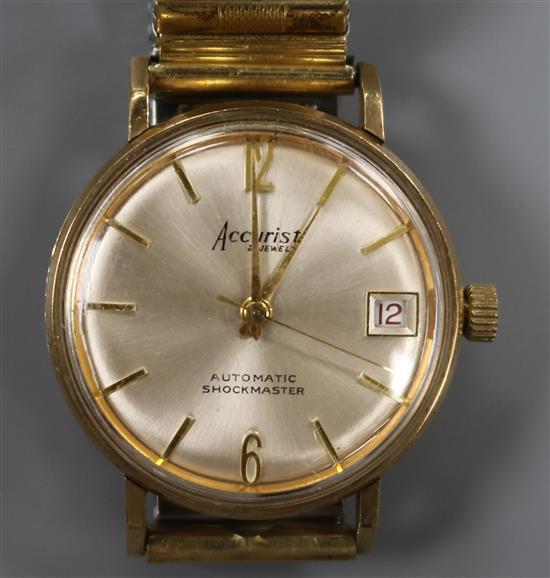 A vintage gentlemens 9ct gold-cased Accurist Shockmaster Automatic wristwatch,